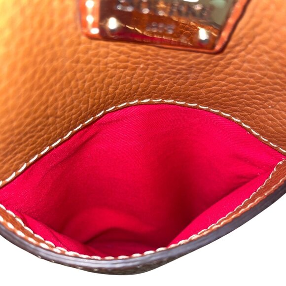 Dooney & Bourke Tan Brown Pebbled Leather Gold Accents Double Strap Shoulder Bag - Picture 10 of 16